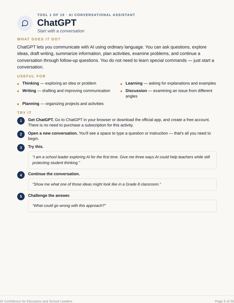 Preview: the ChatGPT lesson page, the first of ten tool lessons