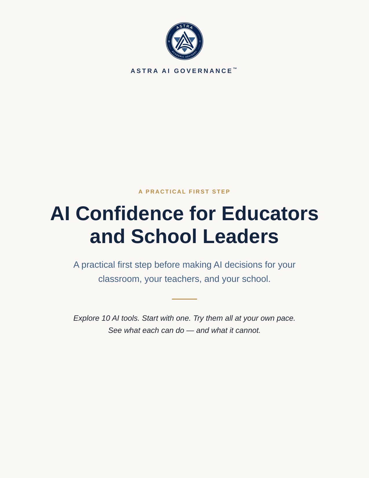 Page 1 of 4: Cover of AI Confidence for Educators and School Leaders
